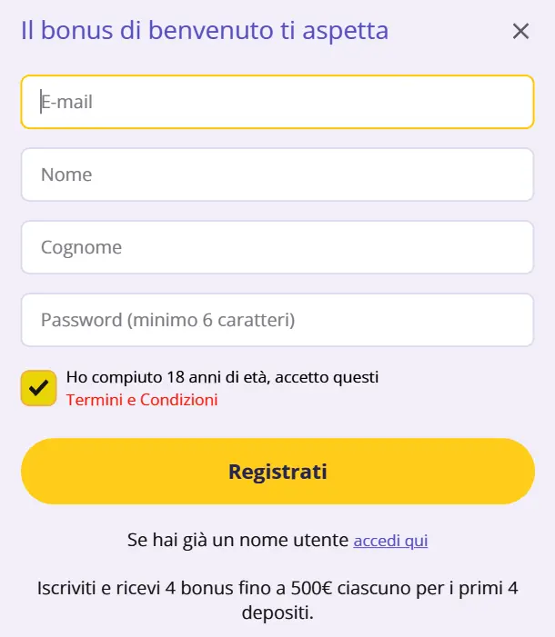 Casino Stellare Online registrati
