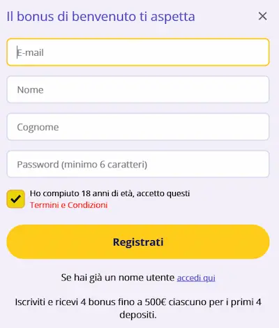 Casino Stellare Online registrati